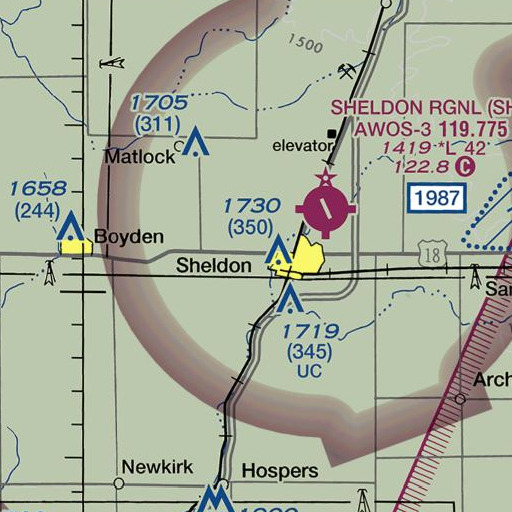 FAA VFR chart of Cherokee Hall, IA