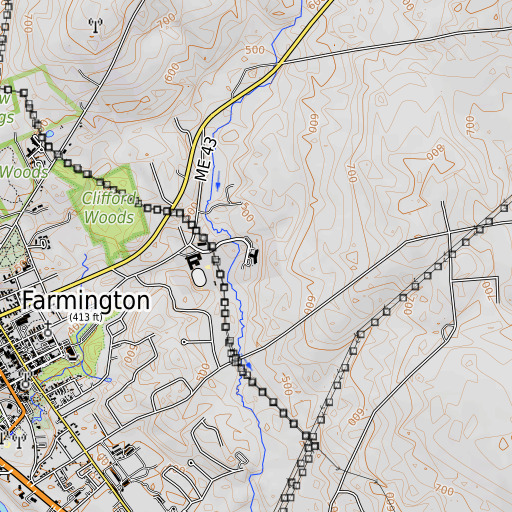 OpenTopoMap map of Cascade Brook School, ME