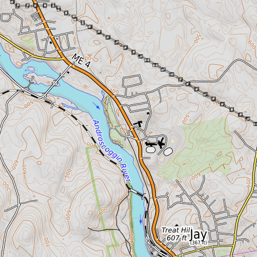 OpenTopoMap map of Jay Post Office, ME