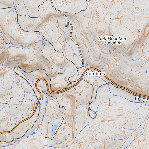 OpenTopoMap map of Cumbres Pass, CO