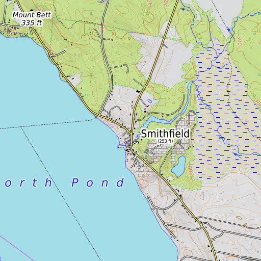 OpenTopoMap map of Smithfield Post Office, ME