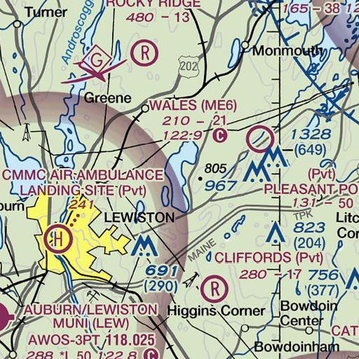 FAA VFR chart of Custer Pond, ME