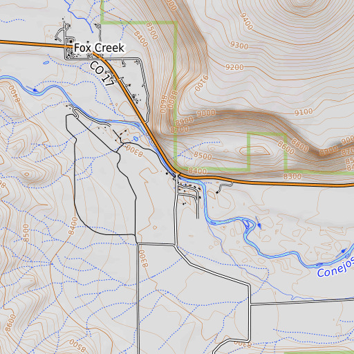 OpenTopoMap map of Broyles Bridge, CO