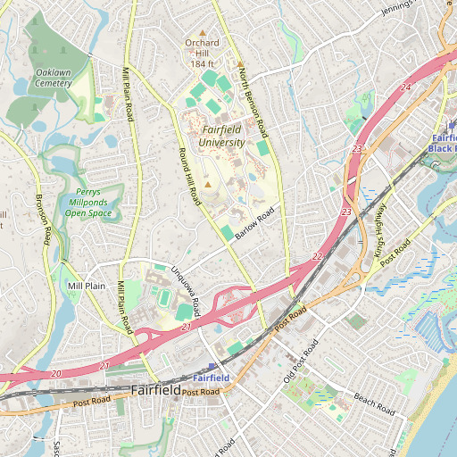 OpenStreetMap map of Barlow Field, CT