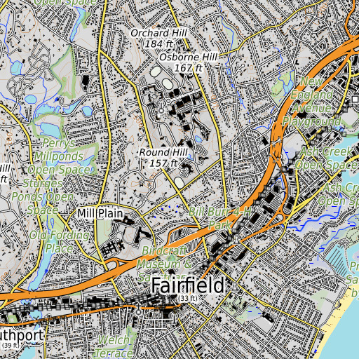 OpenTopoMap map of Barlow Field, CT