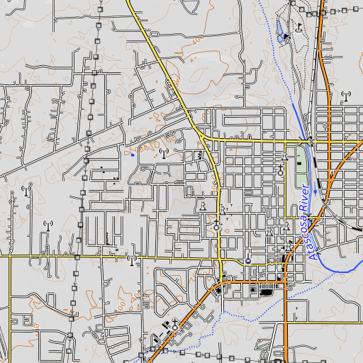 OpenTopoMap map of Pleasanton Intermediate School, TX