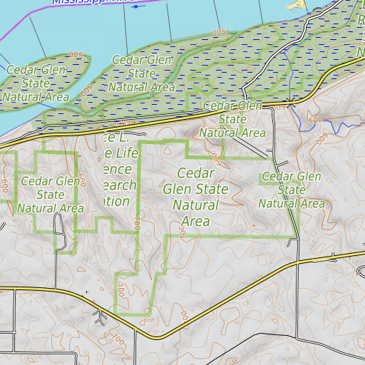OpenTopoMap map of Cedar Glen Nature Preserve, IL