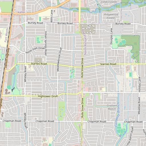 OpenStreetMap map of Forest Village Park, TX