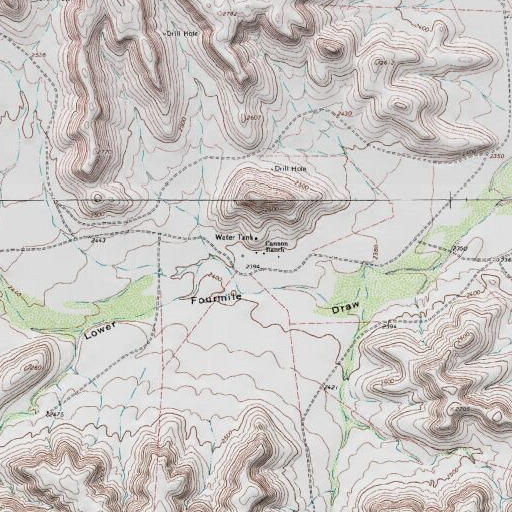 USGS 24K topo map of Canon Ranch Railroad Eclipse Windmill, TX