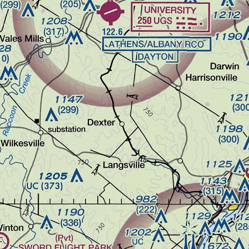 FAA VFR chart of Dexter Post Office, OH