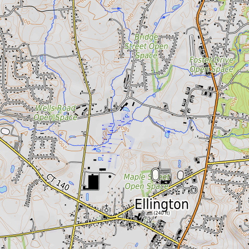 OpenTopoMap map of Bahlers Brook, CT