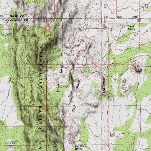 USGS 24K topo map of Top Rock Spring, AZ