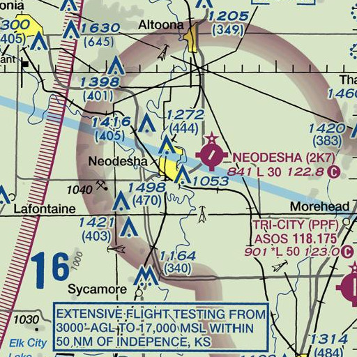 FAA VFR chart of Neodesha Fire Department, KS