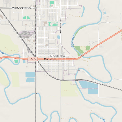 OpenStreetMap map of Neodesha Fire Department, KS