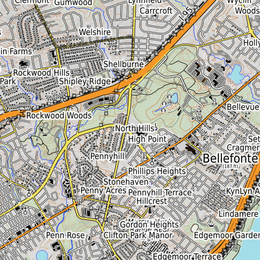 OpenTopoMap map of WMPH-FM (Wilmington), DE