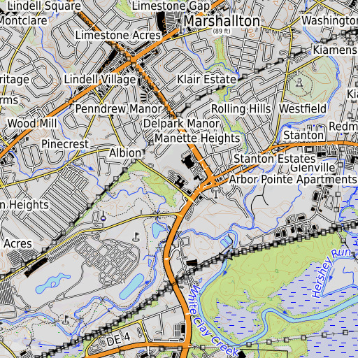 OpenTopoMap map of Stanton Elementary School, DE