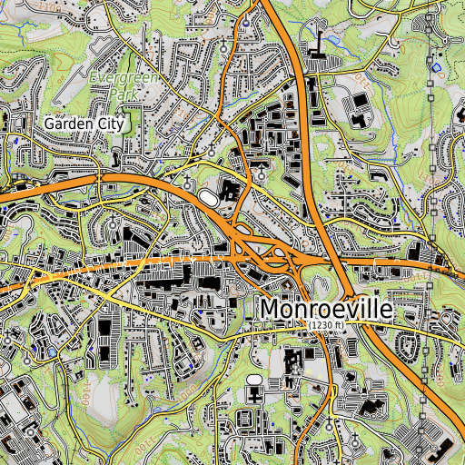 OpenTopoMap map of Interchange 14, PA