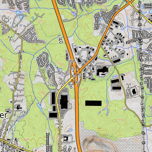 OpenTopoMap map of Interchange 303, NC