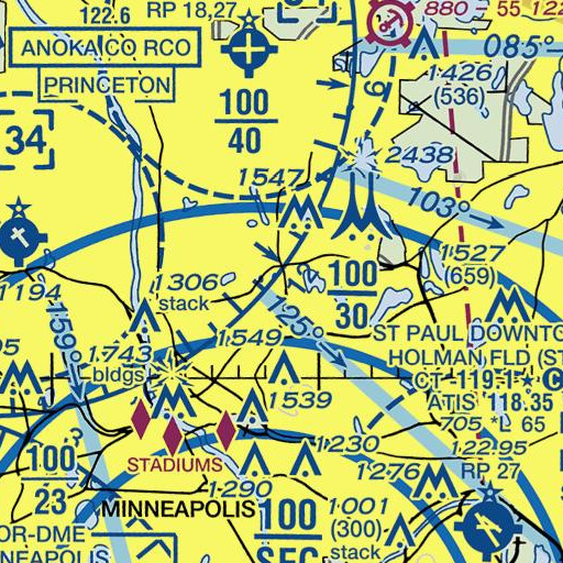 FAA VFR chart of Interchange 25B, MN