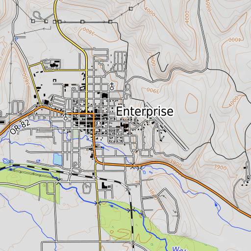 OpenTopoMap map of Enterprise Elementary School, OR