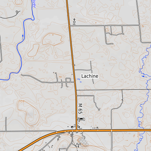 OpenTopoMap map of Lachine Post Office, MI