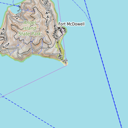 OpenTopoMap map of Point Blunt, CA