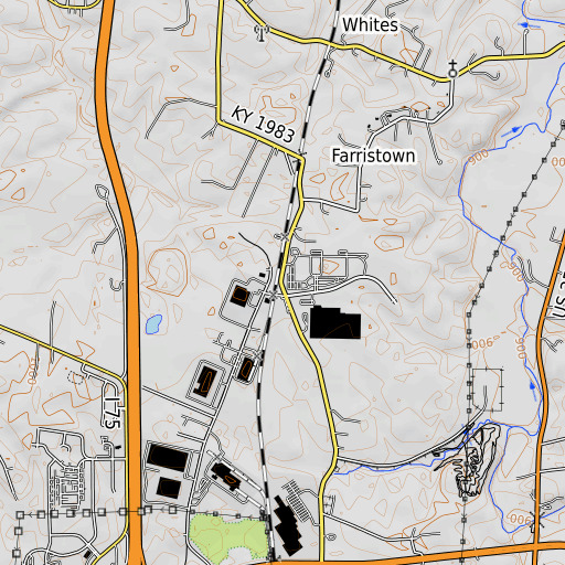 OpenTopoMap map of Mayde Railroad Station (historical), KY
