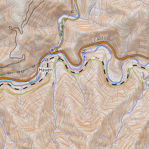 OpenTopoMap map of Cold Spring Ravine, CA