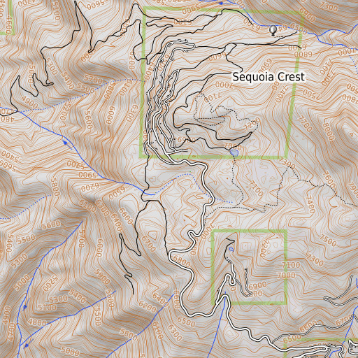 OpenTopoMap map of Hossack Meadow, CA