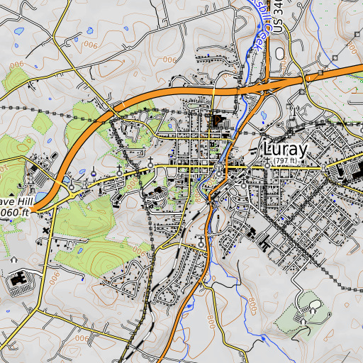 OpenTopoMap map of Page County Jail, VA