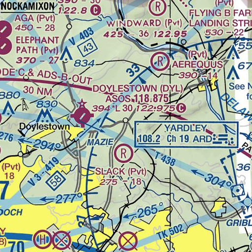 FAA VFR chart of Buckingham Post Office, PA
