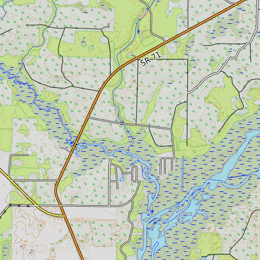 OpenTopoMap map of Crooked Creek, FL