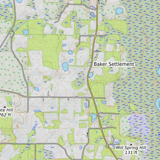 OpenTopoMap map of Cypress Pond, FL
