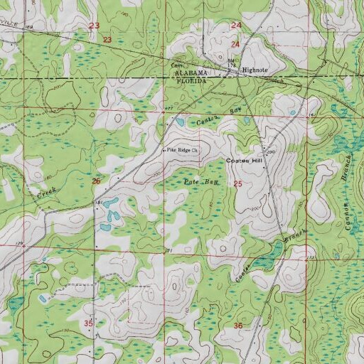 USGS 24K topo map of Pate Bay, FL