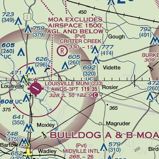 FAA VFR chart of McBride Cemetery, GA
