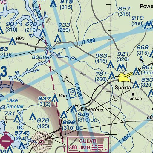 FAA VFR chart of Watts Branch, GA