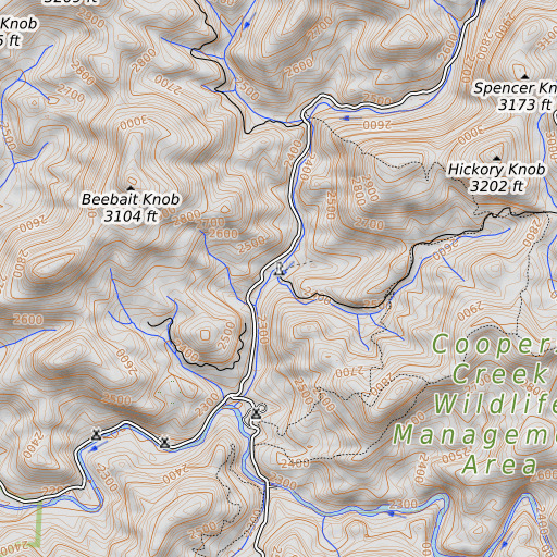 OpenTopoMap map of Millshoal Creek, GA