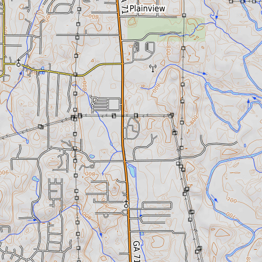OpenTopoMap map of North Whitfield Middle School, GA