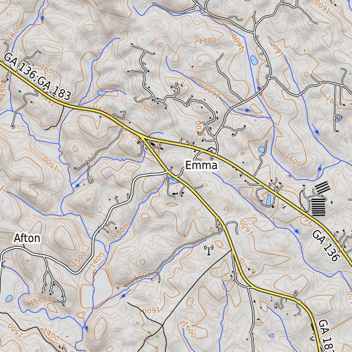 OpenTopoMap map of Emma, GA