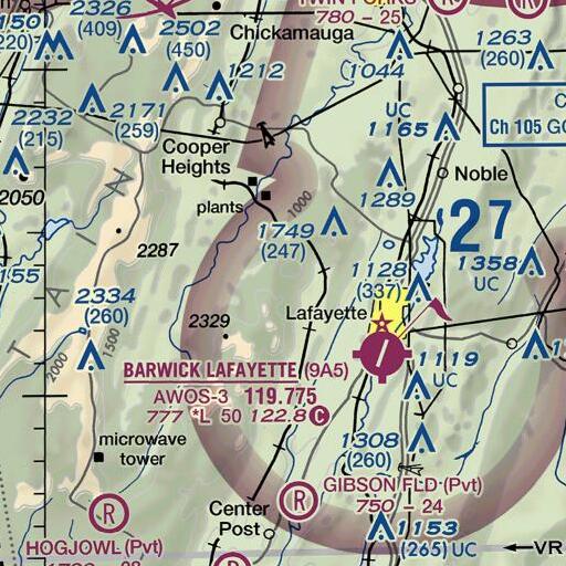 FAA VFR chart of Bluebird Gap, GA