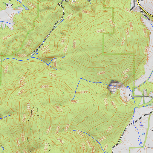 OpenTopoMap map of Bluebird Gap, GA