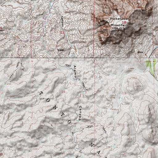 USGS 24K topo map of Picket Mill Well, AZ