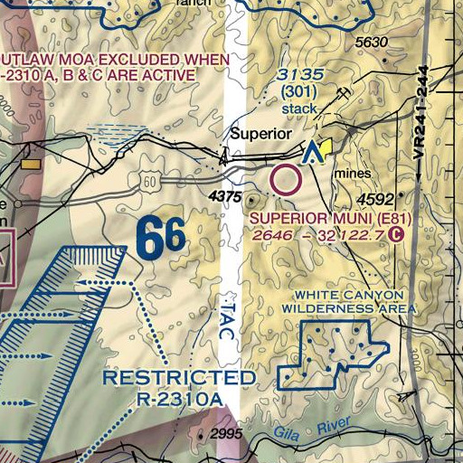 FAA VFR chart of Picket Mill Well, AZ