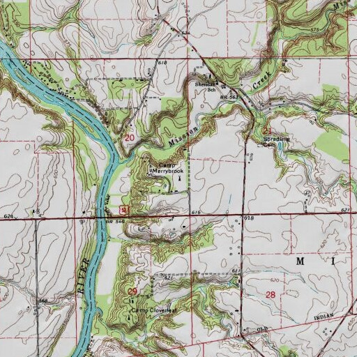 USGS 24K topo map of Camp Merrybrook, IL