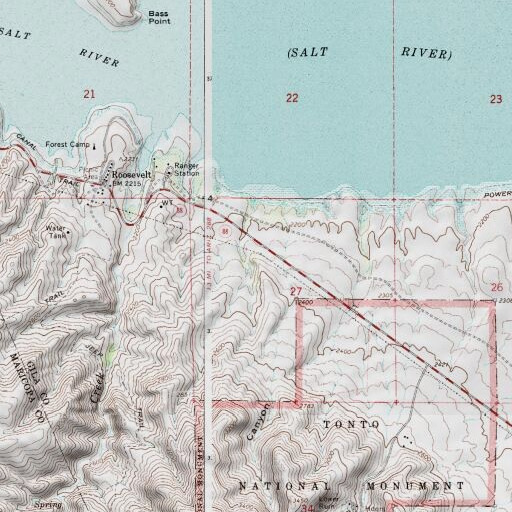 USGS 24K topo map of Frazier Substation, AZ
