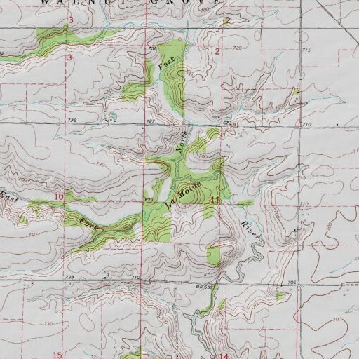 USGS 24K topo map of North Fork East Fork La Moine River, IL