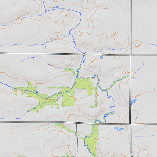 OpenTopoMap map of North Fork East Fork La Moine River, IL