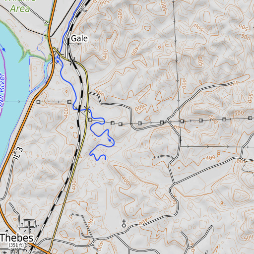 OpenTopoMap map of Perkins Spring, IL