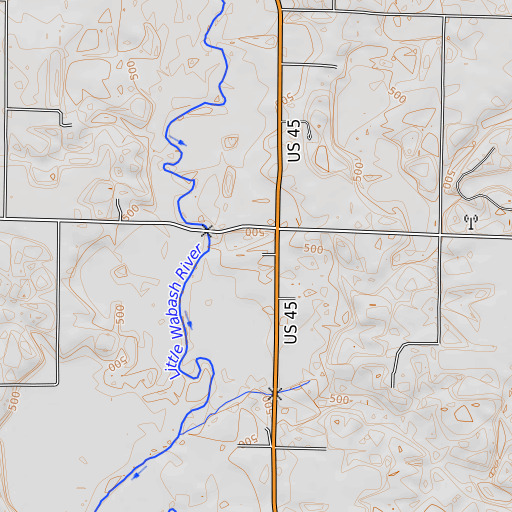 OpenTopoMap map of Ridge Cemetery, IL
