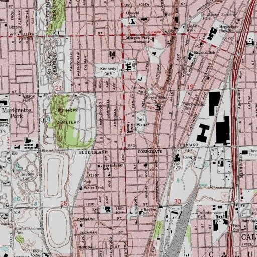 USGS 24K topo map of Saint Walter School, IL